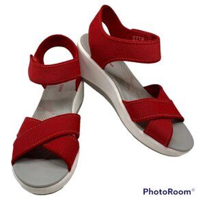 NEW Clarks CLOUDSTEPPERS Step Cali Skye Wedge Sandal Red Size 7.5